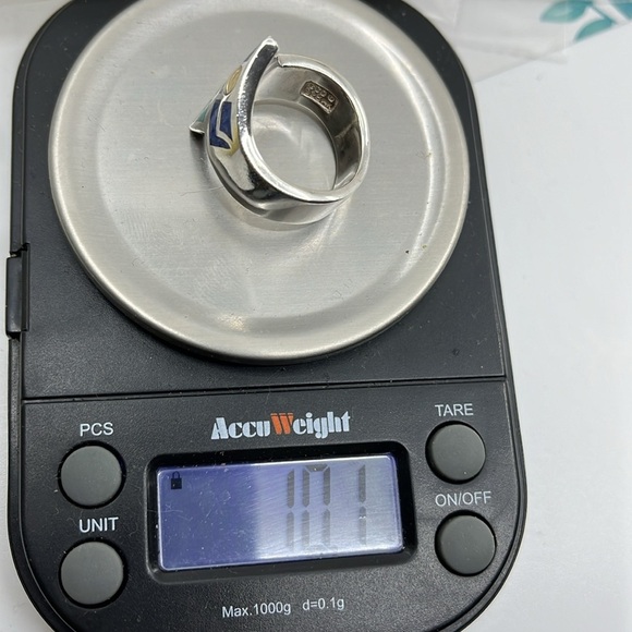 💍 Vintage CCO Coleman Turquoise Lapis Ring - Silver, 14K, Size 7 - Picture 14 of 15